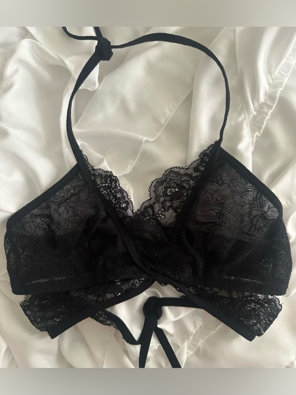 VENUS Sexy Black Lace Wrap Around Lingerie Bra Size Small/Medium